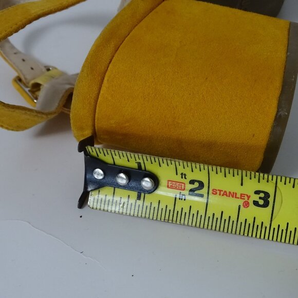 Rouge Helium Yellow Block Heel Strappy Sandals Women Size 11 Buckle Open Toe - Picture 8 of 9